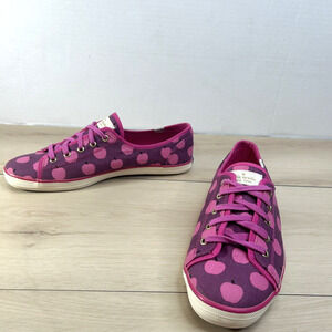 Keds Kate Spade NY Apple Pink Print Lace Up Canvas Sneakers casual Shoes Sz 10